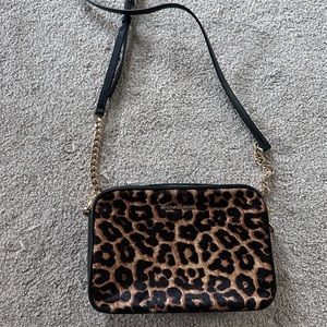 Michael Kors calf hair leopard print cross body bag